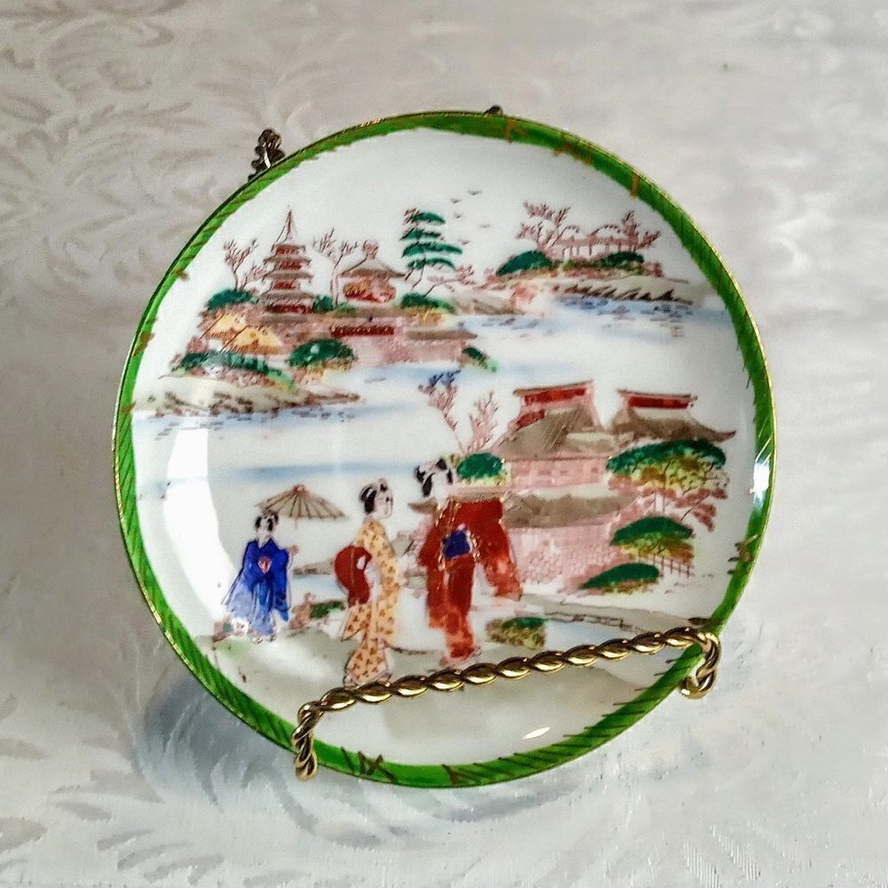 Vintage Hand-Painted Geisha Porcelain Saucer Plate